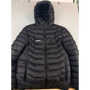 WARMSTY Heated USB Puffer Jacket 5XL Hooded Black Full Zip BATTERY NOT INCLUDED